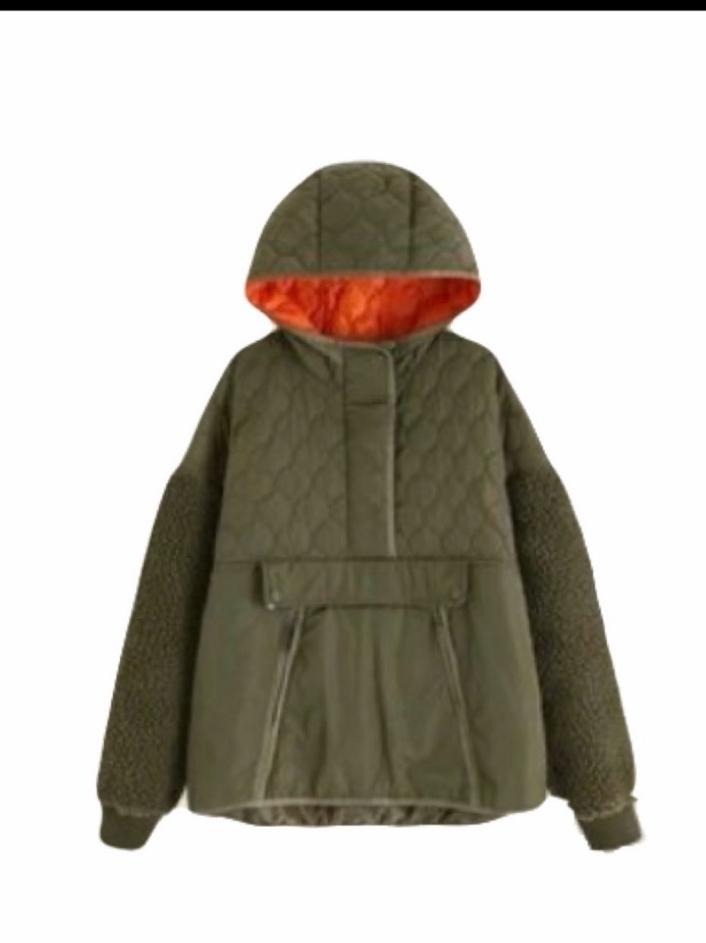 Zara Olive Green Quilted Jacket with Orange Lining
